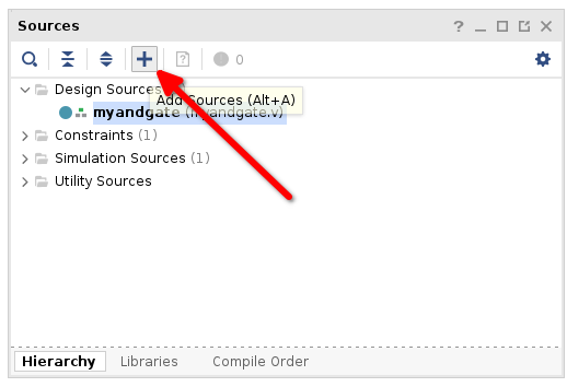 Screenshot of Vivado Add Sources button